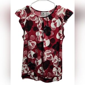 Worthington Red and Black Floral Blouse